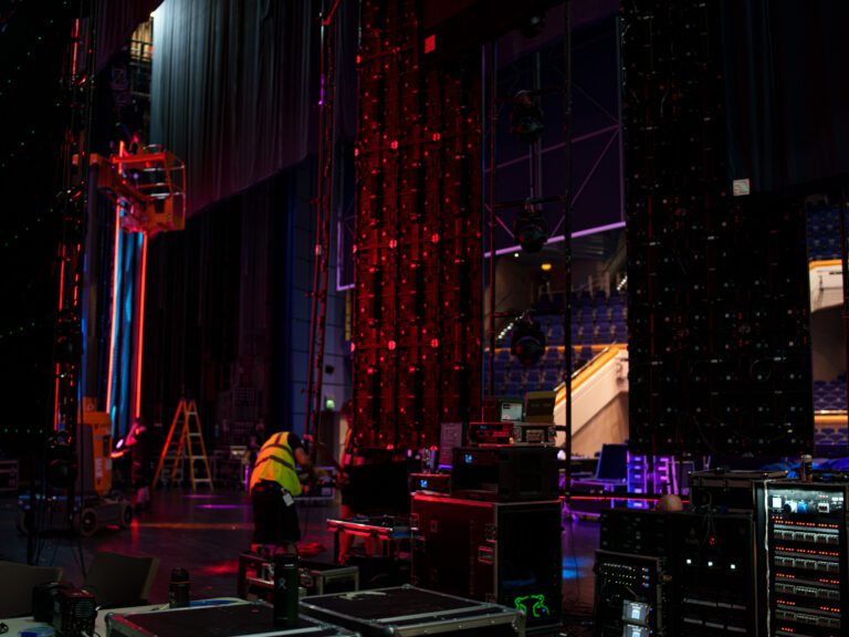 Image of backstage with all the equipment