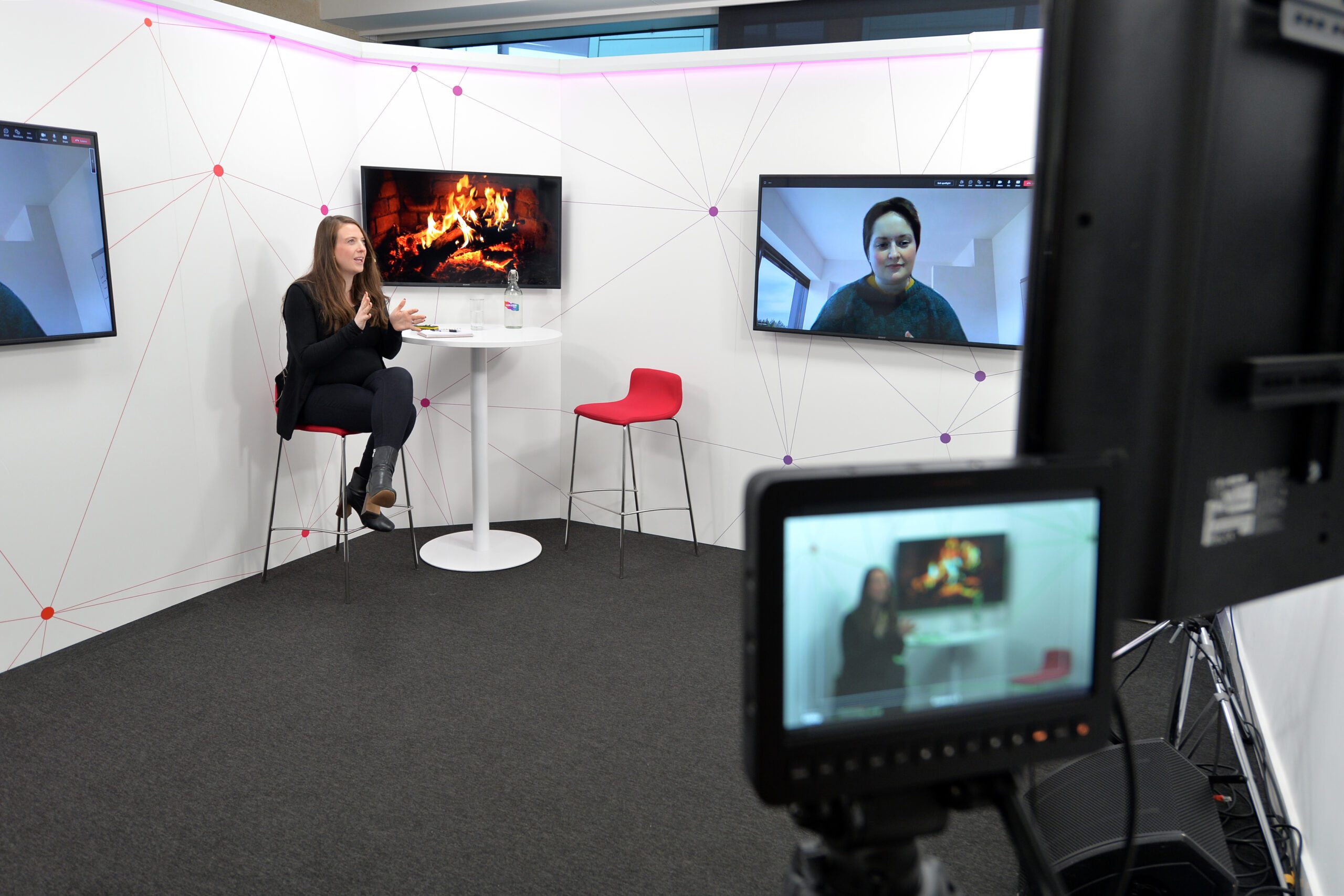 Horizon Leeds Streaming Studio with a lady being streamed