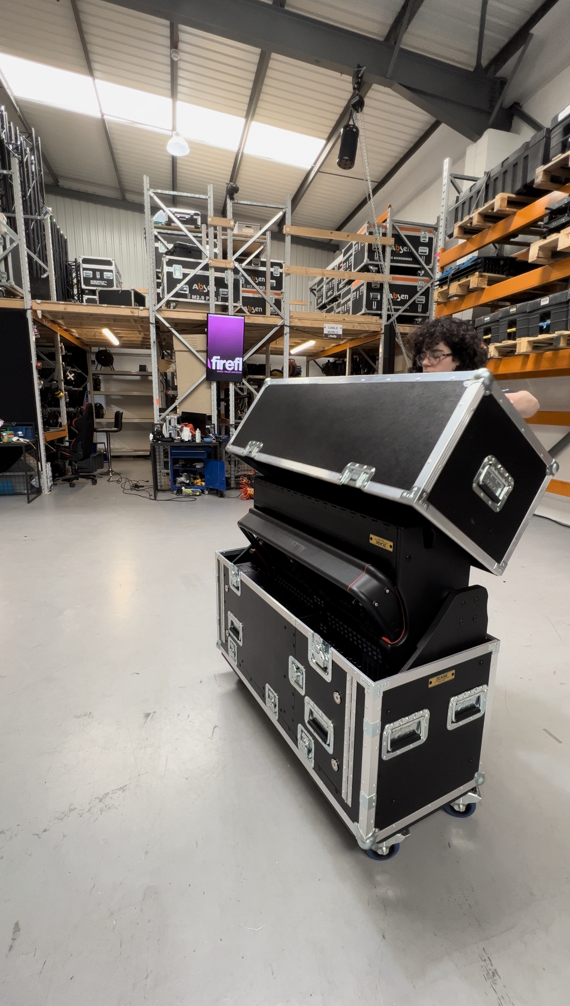 image of z case being closed by technician in warehouse